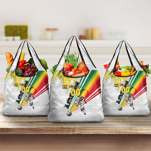 Personalized Ghana Soccer Elephant Grocery Bag Ghana Flag Kente Football Player - Cassia Fistula Flower