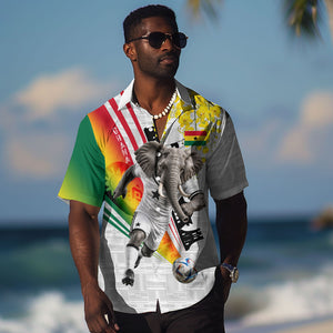 Personalized Ghana Soccer Elephant Hawaiian Shirt Ghana Flag Kente Football Player - Cassia Fistula Flower