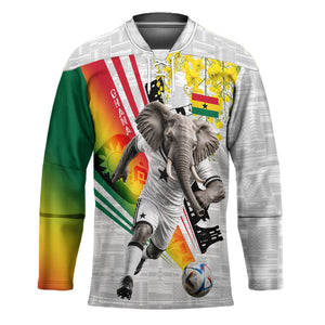 Personalized Ghana Soccer Elephant Hockey Jersey Ghana Flag Kente Football Player - Cassia Fistula Flower