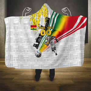 Personalized Ghana Soccer Elephant Hooded Blanket Ghana Flag Kente Football Player - Cassia Fistula Flower