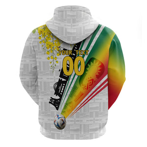 Personalized Ghana Soccer Elephant Hoodie Ghana Flag Kente Football Player - Cassia Fistula Flower