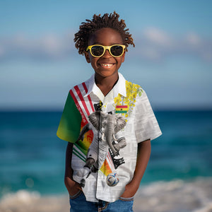Personalized Ghana Soccer Elephant Kid Hawaiian Shirt Ghana Flag Kente Football Player - Cassia Fistula Flower