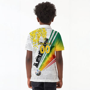 Personalized Ghana Soccer Elephant Kid Polo Shirt Ghana Flag Kente Football Player - Cassia Fistula Flower