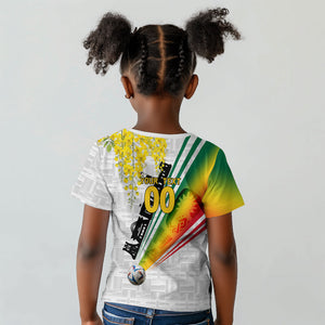 Personalized Ghana Soccer Elephant Kid T shirt Ghana Flag Kente Football Player - Cassia Fistula Flower