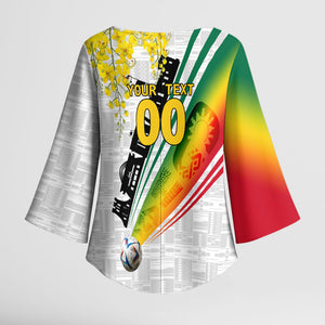 Personalized Ghana Soccer Elephant Kimono Sleeve Blouse Ghana Flag Kente Football Player - Cassia Fistula Flower