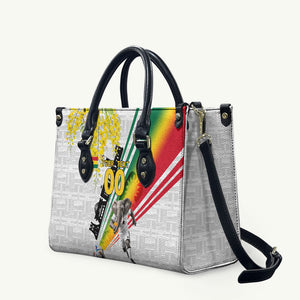Personalized Ghana Soccer Elephant Leather Bag Ghana Flag Kente Football Player - Cassia Fistula Flower
