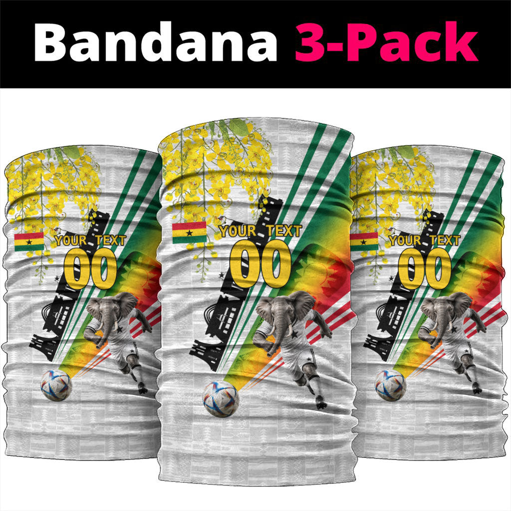 Personalized Ghana Soccer Elephant Neck Gaiter Ghana Flag Kente Football Player - Cassia Fistula Flower