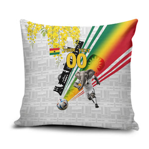 Personalized Ghana Soccer Elephant Pillow Cover Ghana Flag Kente Football Player - Cassia Fistula Flower