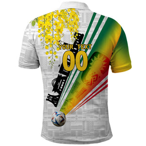 Personalized Ghana Soccer Elephant Polo Shirt Ghana Flag Kente Football Player - Cassia Fistula Flower
