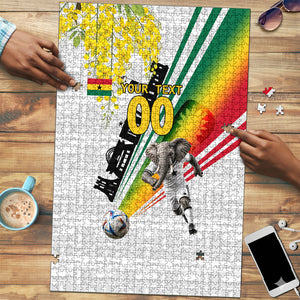 Personalized Ghana Soccer Elephant Puzzle Ghana Flag Kente Football Player - Cassia Fistula Flower
