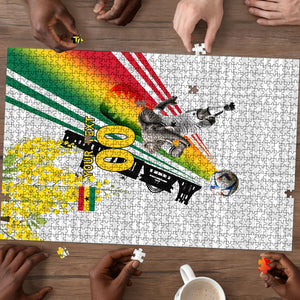 Personalized Ghana Soccer Elephant Puzzle Ghana Flag Kente Football Player - Cassia Fistula Flower
