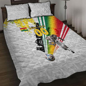 Personalized Ghana Soccer Elephant Quilt Bed Set Ghana Flag Kente Football Player - Cassia Fistula Flower