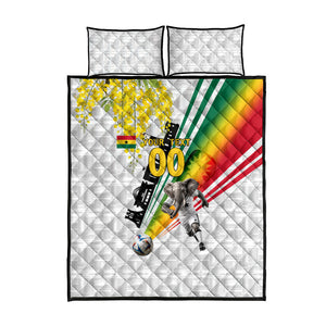 Personalized Ghana Soccer Elephant Quilt Bed Set Ghana Flag Kente Football Player - Cassia Fistula Flower