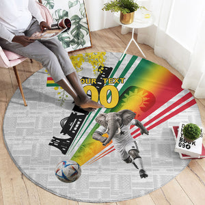Personalized Ghana Soccer Elephant Round Carpet Ghana Flag Kente Football Player - Cassia Fistula Flower