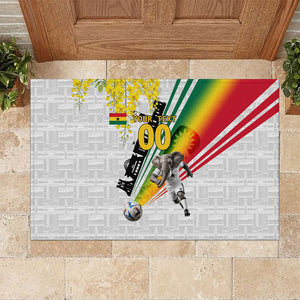 Personalized Ghana Soccer Elephant Rubber Doormat Ghana Flag Kente Football Player - Cassia Fistula Flower
