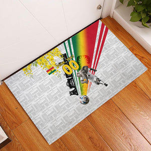 Personalized Ghana Soccer Elephant Rubber Doormat Ghana Flag Kente Football Player - Cassia Fistula Flower