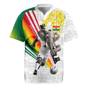 Personalized Ghana Soccer Elephant Rugby Jersey Ghana Flag Kente Football Player - Cassia Fistula Flower