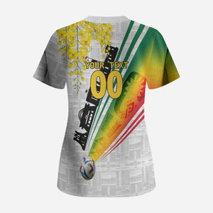 Personalized Ghana Soccer Elephant Scrub Top Ghana Flag Kente Football Player - Cassia Fistula Flower