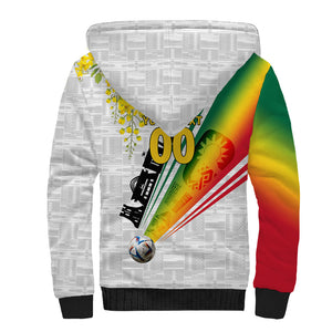 Personalized Ghana Soccer Elephant Sherpa Hoodie Ghana Flag Kente Football Player - Cassia Fistula Flower