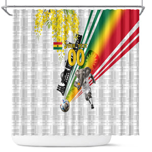 Personalized Ghana Soccer Elephant Shower Curtain Ghana Flag Kente Football Player - Cassia Fistula Flower