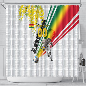 Personalized Ghana Soccer Elephant Shower Curtain Ghana Flag Kente Football Player - Cassia Fistula Flower