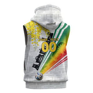 Personalized Ghana Soccer Elephant Sleeveless Zip Hoodie Ghana Flag Kente Football Player - Cassia Fistula Flower