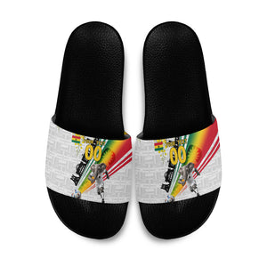 Personalized Ghana Soccer Elephant Slide Sandals Ghana Flag Kente Football Player - Cassia Fistula Flower