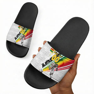 Personalized Ghana Soccer Elephant Slide Sandals Ghana Flag Kente Football Player - Cassia Fistula Flower