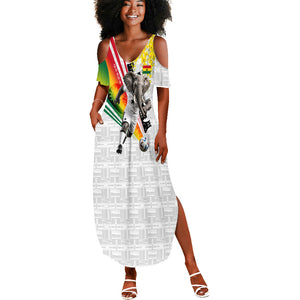 Personalized Ghana Soccer Elephant Summer Maxi Dress Ghana Flag Kente Football Player - Cassia Fistula Flower