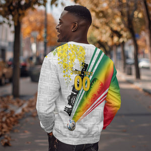 Personalized Ghana Soccer Elephant Sweatshirt Ghana Flag Kente Football Player - Cassia Fistula Flower