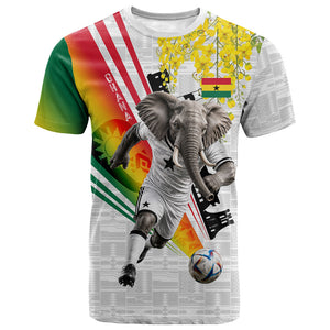 Personalized Ghana Soccer Elephant T shirt Ghana Flag Kente Football Player - Cassia Fistula Flower