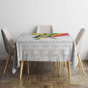 Personalized Ghana Soccer Elephant Tablecloth Ghana Flag Kente Football Player - Cassia Fistula Flower