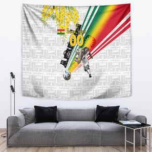 Personalized Ghana Soccer Elephant Tapestry Ghana Flag Kente Football Player - Cassia Fistula Flower