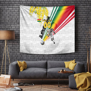 Personalized Ghana Soccer Elephant Tapestry Ghana Flag Kente Football Player - Cassia Fistula Flower