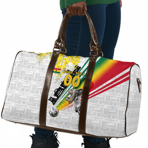Personalized Ghana Soccer Elephant Travel Bag Ghana Flag Kente Football Player - Cassia Fistula Flower