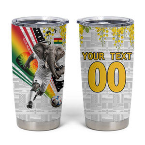 Personalized Ghana Soccer Elephant Tumbler Cup Ghana Flag Kente Football Player - Cassia Fistula Flower