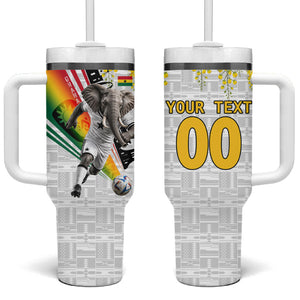 Personalized Ghana Soccer Elephant Tumbler With Handle Ghana Flag Kente Football Player - Cassia Fistula Flower