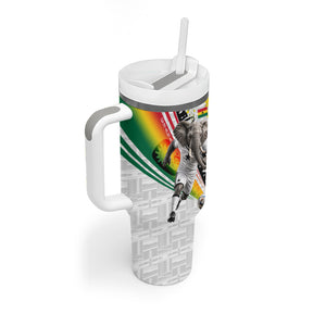 Personalized Ghana Soccer Elephant Tumbler With Handle Ghana Flag Kente Football Player - Cassia Fistula Flower