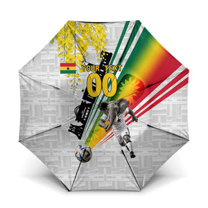 Personalized Ghana Soccer Elephant Umbrella Ghana Flag Kente Football Player - Cassia Fistula Flower
