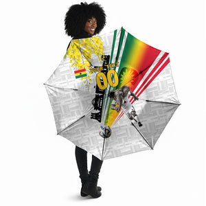Personalized Ghana Soccer Elephant Umbrella Ghana Flag Kente Football Player - Cassia Fistula Flower