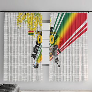 Personalized Ghana Soccer Elephant Window Curtain Ghana Flag Kente Football Player - Cassia Fistula Flower