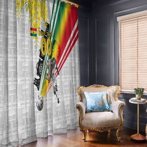 Personalized Ghana Soccer Elephant Window Curtain Ghana Flag Kente Football Player - Cassia Fistula Flower