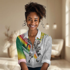 Personalized Ghana Soccer Elephant Women Casual Shirt Ghana Flag Kente Football Player - Cassia Fistula Flower