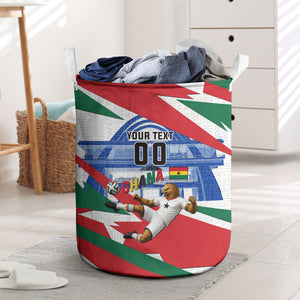 Personalized Ghana Soccer Eagle Laundry Basket Ghana Flag Kente - Black Stars Football Stadium Graphic