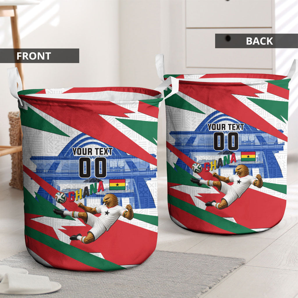 Personalized Ghana Soccer Eagle Laundry Basket Ghana Flag Kente - Black Stars Football Stadium Graphic