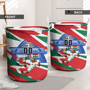 Personalized Ghana Soccer Eagle Laundry Basket Ghana Flag Kente - Black Stars Football Stadium Graphic