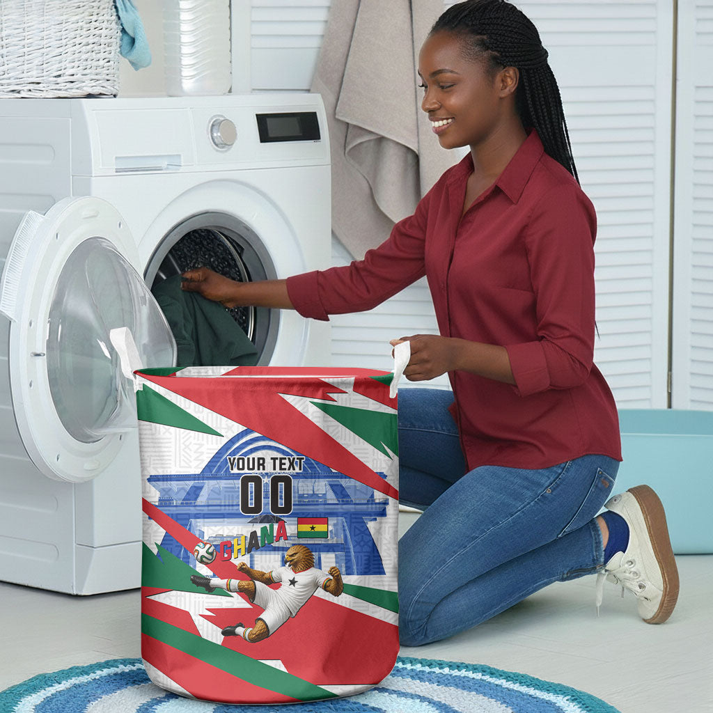 Personalized Ghana Soccer Eagle Laundry Basket Ghana Flag Kente - Black Stars Football Stadium Graphic