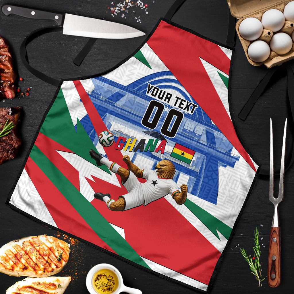 Personalized Ghana Soccer Eagle Apron Ghana Flag Kente - Black Stars Football Stadium Graphic
