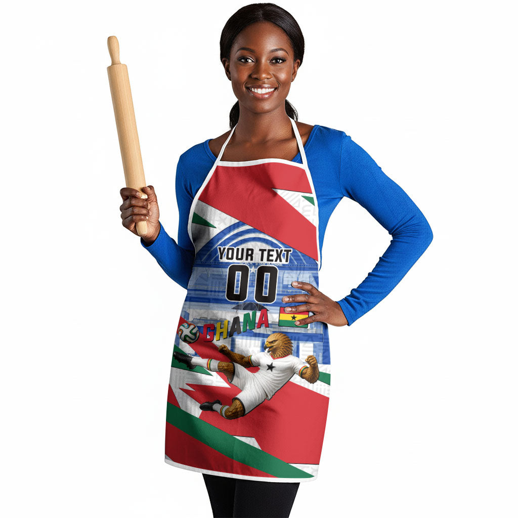 Personalized Ghana Soccer Eagle Apron Ghana Flag Kente - Black Stars Football Stadium Graphic