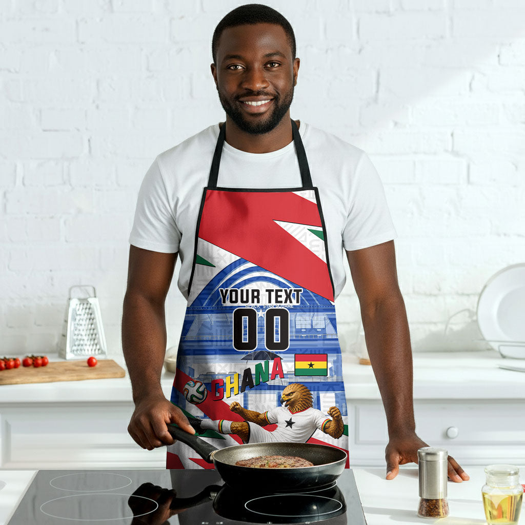 Personalized Ghana Soccer Eagle Apron Ghana Flag Kente - Black Stars Football Stadium Graphic